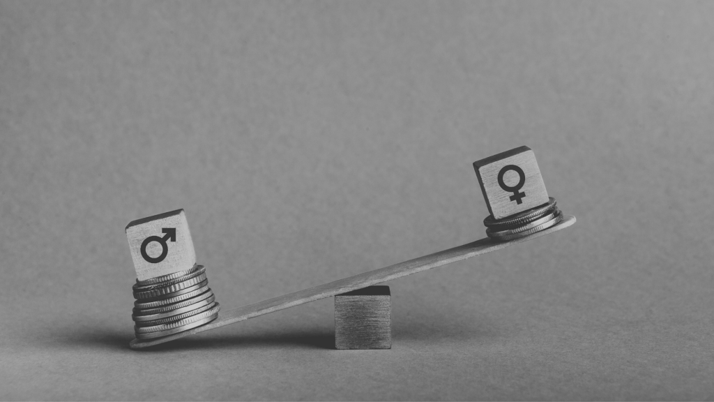 Scales representing gender pay gap