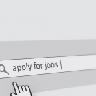 Search bar with 'apply for jobs' typed in it