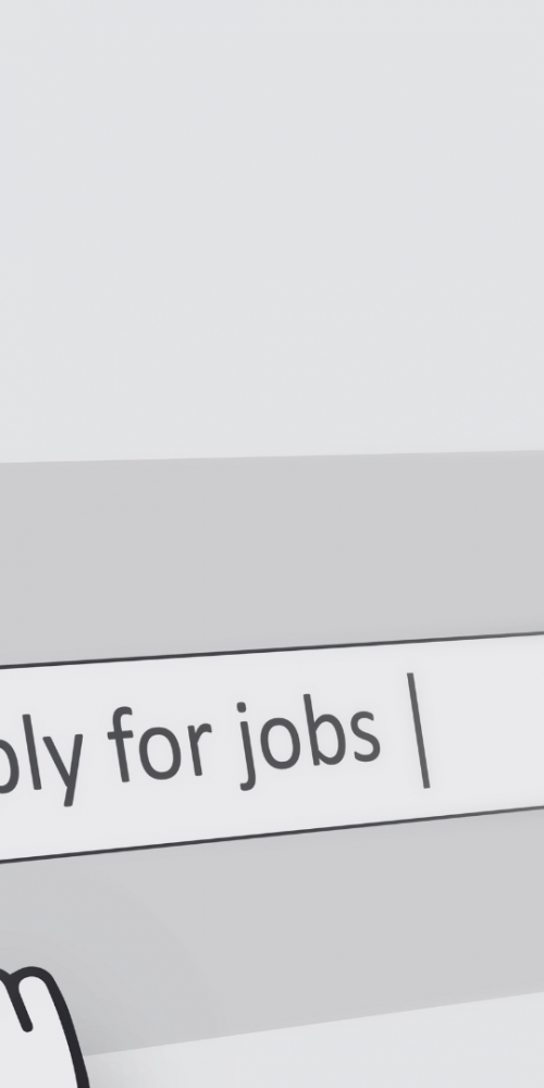 Search bar with 'apply for jobs' typed in it