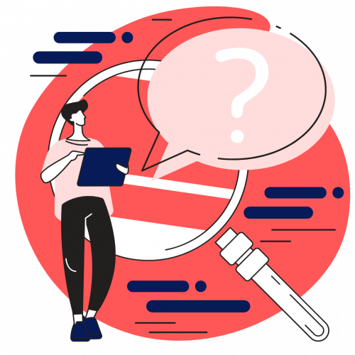 Graphic style - magnifying glass with question mark