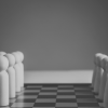 Chess pieces on a board