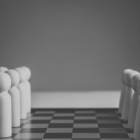 Chess pieces on a board