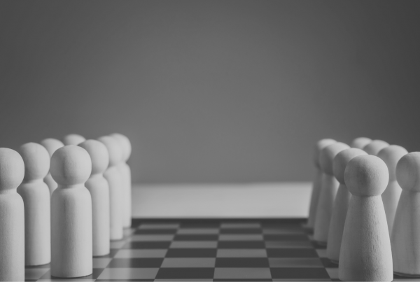 Chess pieces on a board