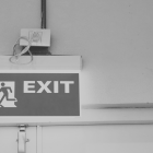 Exit sign above door