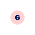 Number 6 on a light coral background