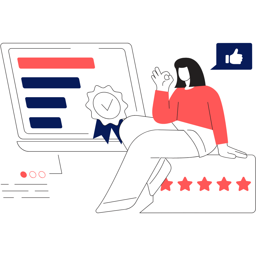 Graphic style - person receiving 5 stars